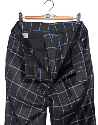 Black and Blue Windowpane Check Suit