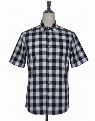Black Gingham Check Short Sleeve Shirt