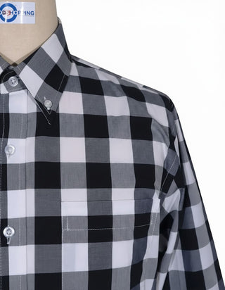 Black Gingham Check Short Sleeve Shirt