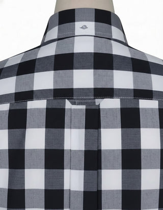 Black Gingham Check Short Sleeve Shirt