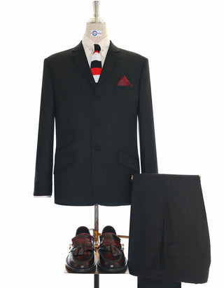 Men’s Mod Style Black Herringbone Suit