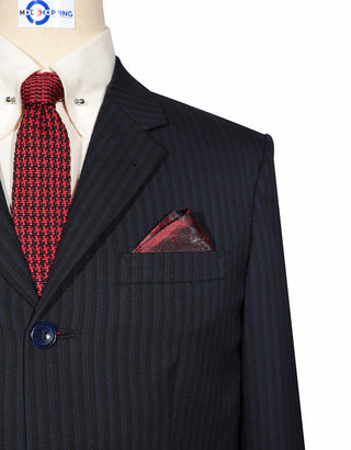 Executive 3-Piece Suit – Black & Navy Stripe Suit