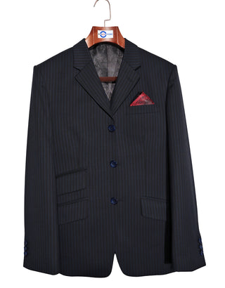 Executive 3-Piece Suit – Black & Navy Stripe Suit