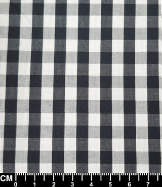 Black Gingham Check Short Sleeve Fabric