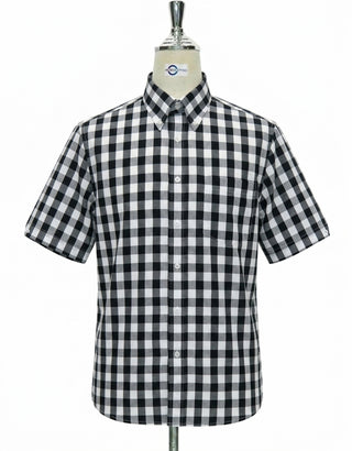 Black Gingham Check Short Sleeve Shirt