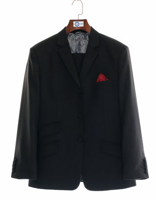Men’s Mod Style Black Herringbone Suit