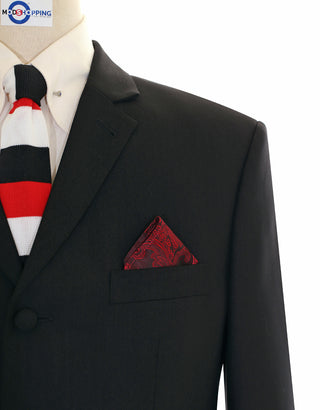 Men’s Mod Style Black Herringbone Suit