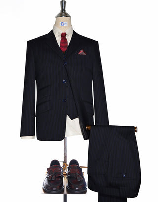 Executive 3-Piece Suit – Black & Navy Stripe Suit