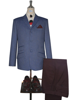 Blue Grey Herringbone Tweed Jacket