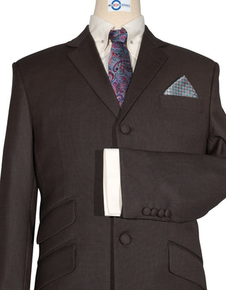 Mod Suit - Brown Birdseye Suit For Men