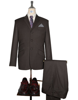 Mod Suit - Brown Birdseye Suit For Men