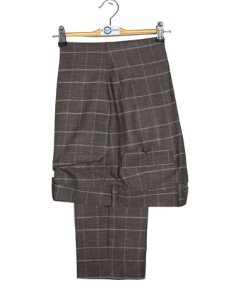 Brown Prince of Wales Double Breasted Suit Trouser