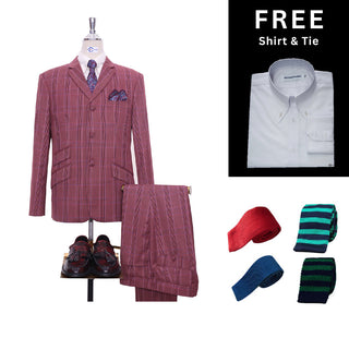Burnt Brick Prince Of Wales Check Suit Packet