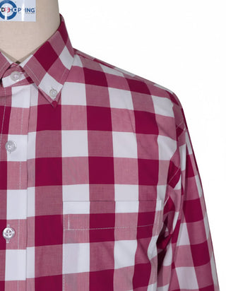 Magenta Gingham Check Short Sleeve Shirt