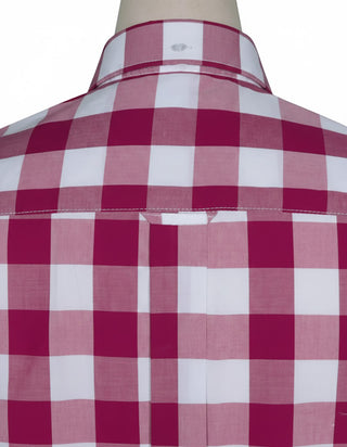 Magenta Gingham Check Short Sleeve Shirt