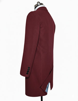 Burgundy Double Breasted Long Coat
