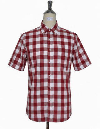 Magenta Gingham Check Short Sleeve Shirt