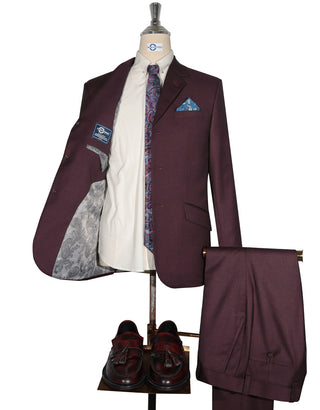 Mod Suit - 60s Vintage Style Burgundy Suit for Men