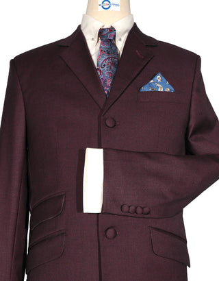 Mod Suit - 60s Vintage Style Burgundy Suit for Men