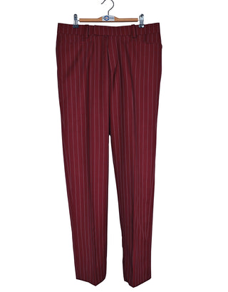 Double Breasted Suit - Burgundy and White Striped Suit