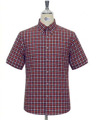 Burnt Orange Check Short Sleeve Shirt