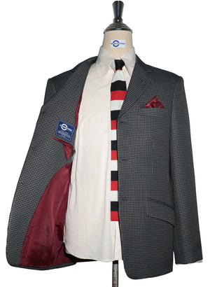 Mod Blazer - Grey, Blue and Black Houndstooth Blazer