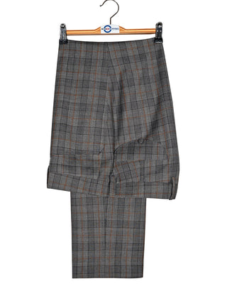Grey & Burnt Orange Prince of Wales Suit Trouser