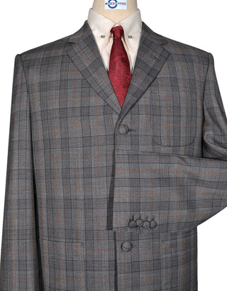 Grey & Burnt Orange Prince of Wales Check Suit