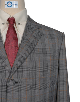 Grey & Burnt Orange Prince of Wales Check Suit