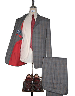 Grey & Burnt Orange Prince of Wales Check Suit