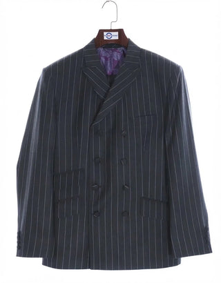 Charcoal Grey Striped Double Breasted