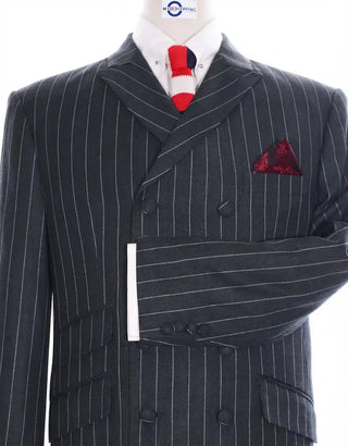 Charcoal Grey Striped Double Breasted
