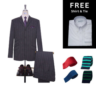 Charcoal Grey Prince Of Wales Check Suit Packet