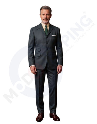 Charcoal Grey Winged Lapels Suit 01