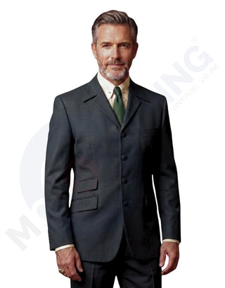 Charcoal Grey Winged Lapels Suit 02