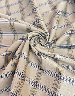 Cream Small POW Check Fabric