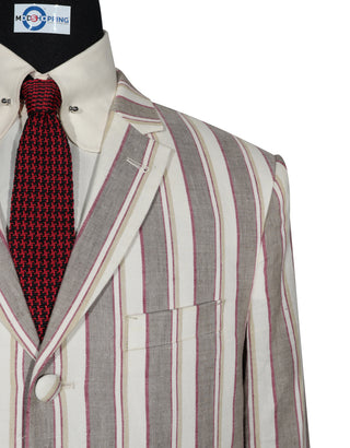 Cream and Brown Striped Blazer 