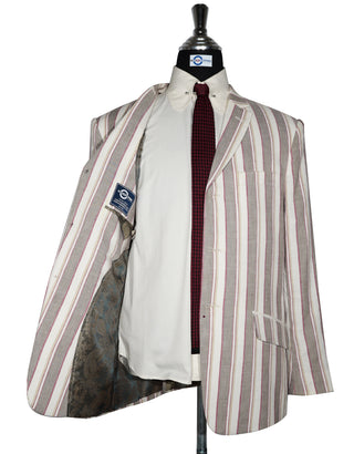 Cream and Brown Striped Blazer 