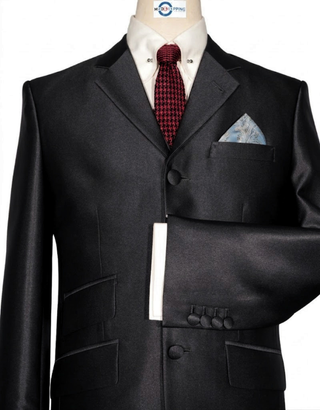 Deep Charcoal Tonic 3-Piece Mod Suit - Men's Retro 1960s Style Tailored Suit
