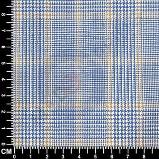 Men’s Light Blue and Yellow Prince of Wales Check Double Breasted Suit