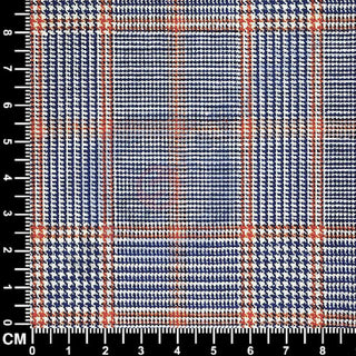 Men's Navy Blue & Orange Prince of Wales Check Double Breasted Suit