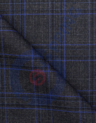 Men’s Charcoal Grey and  Navy Blue Plaid Check Suit