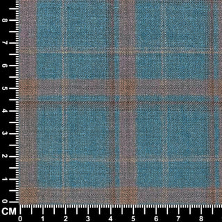 Teal Blue and Brown Glen Plaid Check Fabric Size