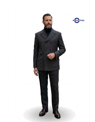 Mod Suit - Charcoal Grey POW Check Double Breasted Suit