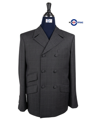 Mod Suit - Charcoal Grey POW Check Double Breasted Suit