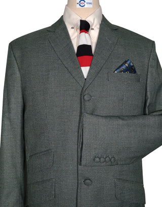 Mod Suit - Green Grey and Black Small Houndstooth Suit