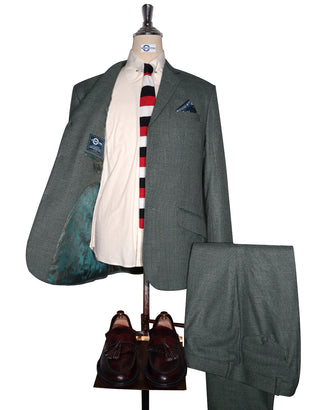 Mod Suit - Green Grey and Black Small Houndstooth Suit