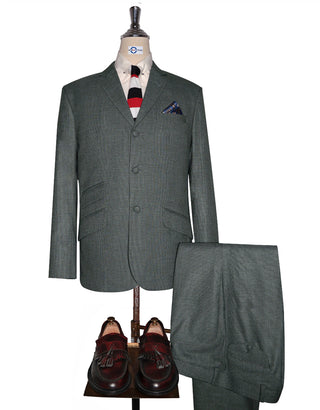 Mod Suit - Green Grey and Black Small Houndstooth Suit