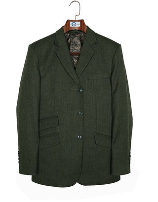 Tweed Jacket - Olive Green Herringbone Tweed Blazer