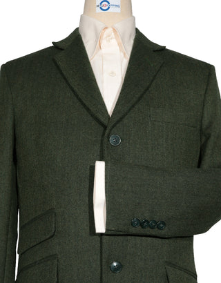 Tweed Jacket - Olive Green Herringbone Tweed Blazer